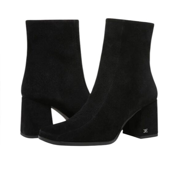 Sam Edelman Black Suede Leather Chunky Heel Bootie(Size 9) - Picture 2 of 9